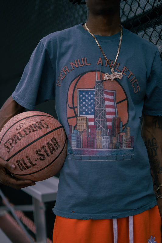 Blue Vier.Nul Athletics Tee (Vintage Style)