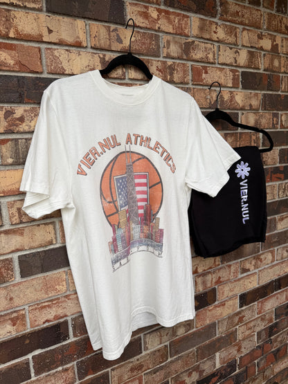 White Vier.Nul Athletics Tee (Vintage Style)