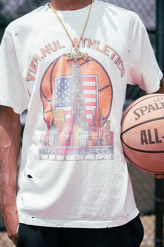 White Vier.Nul Athletics Tee (Vintage Style)