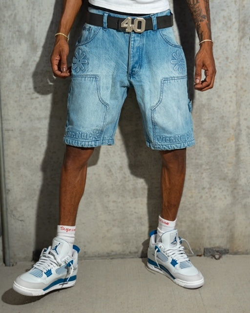 “Vier.Nul” Work Shorts (Washed Blue)