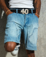 “Vier.Nul” Work Shorts (Washed Blue)